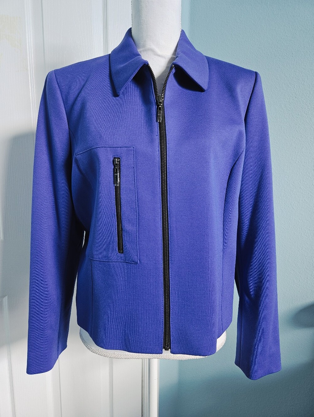 Periwinkle Zip-Front Jacket